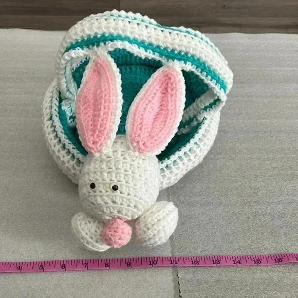 Lovely  Handmade Crochet Bunny Basket - Picture 2 of 5